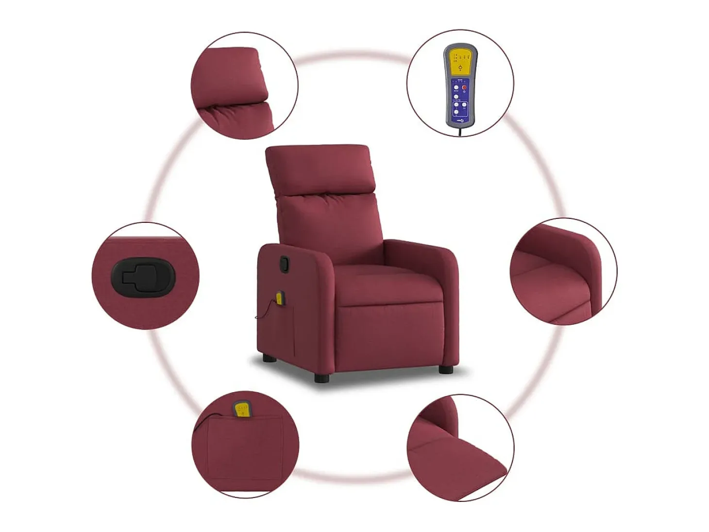 Poltrona de massagens reclinável tecido vermelho tinto SHL742077
