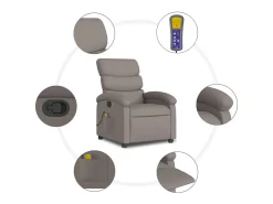 Poltrona de massagens reclinável tecido cinzento-acastanhado SHL850249