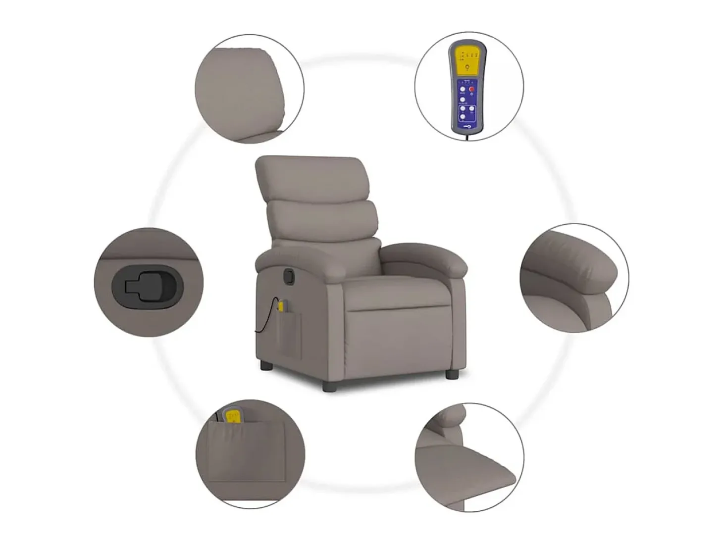 Poltrona de massagens reclinável tecido cinzento-acastanhado SHL850249