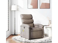Poltrona de massagens reclinável tecido cinzento-acastanhado SHL850249
