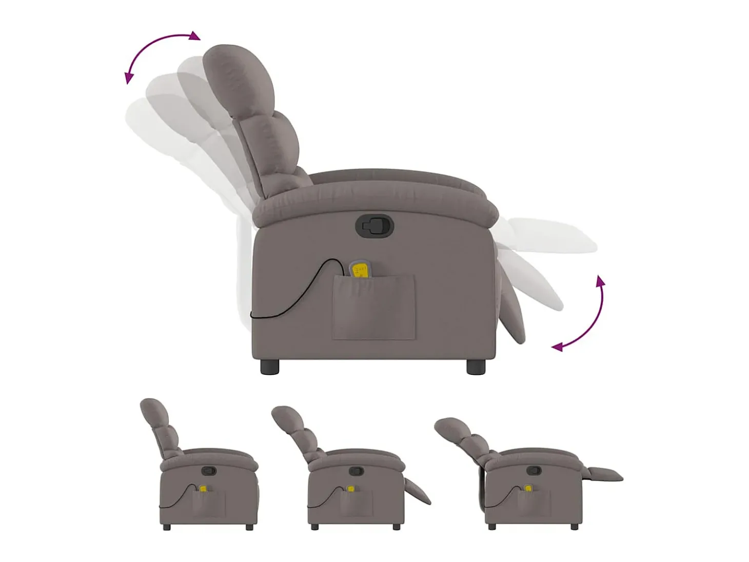 Poltrona de massagens reclinável tecido cinzento-acastanhado SHL850249