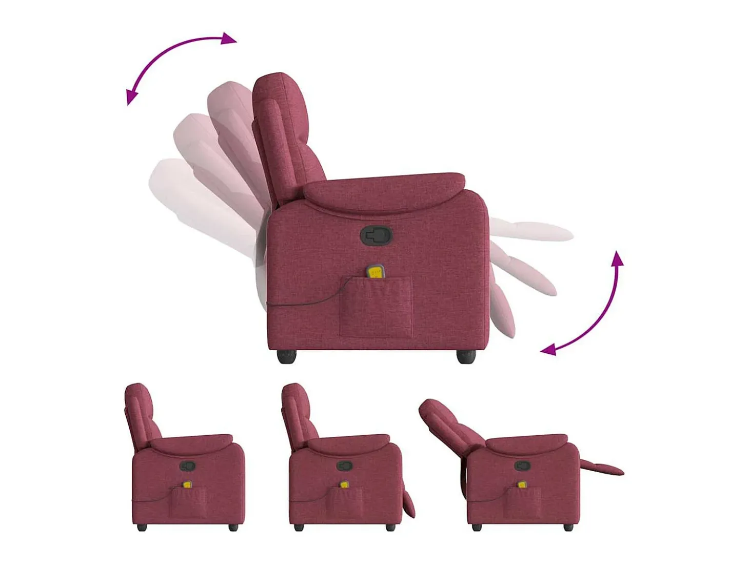 Poltrona de massagens reclinável tecido vermelho tinto SHL100143