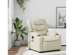 Poltrona de massagens reclinável couro artificial cor creme SHL832855