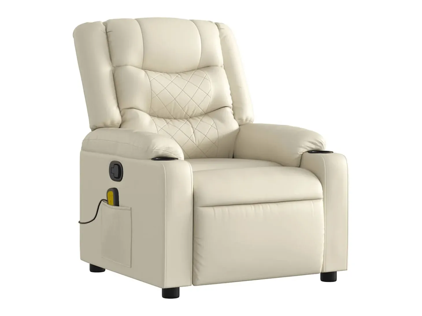 Poltrona de massagens reclinável couro artificial cor creme SHL832855