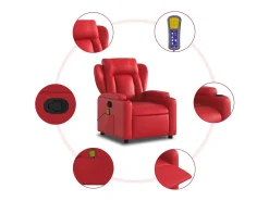 Poltrona de massagens reclinável couro artificial vermelho SHL728999