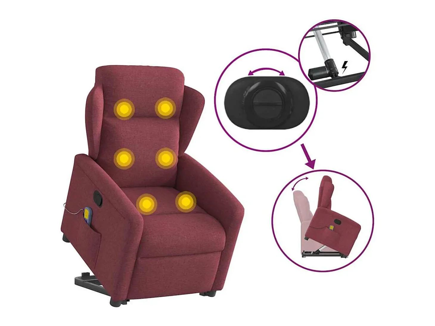 Poltrona de massagens reclin. elevatória tecido vermelho tinto SHL69840