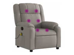 Poltrona de massagens reclinável tecido cinzento-acastanhado