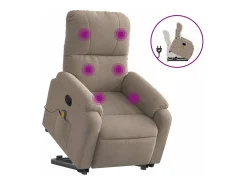 Poltrona de massagens reclinável microfibra cinza-acastanhado