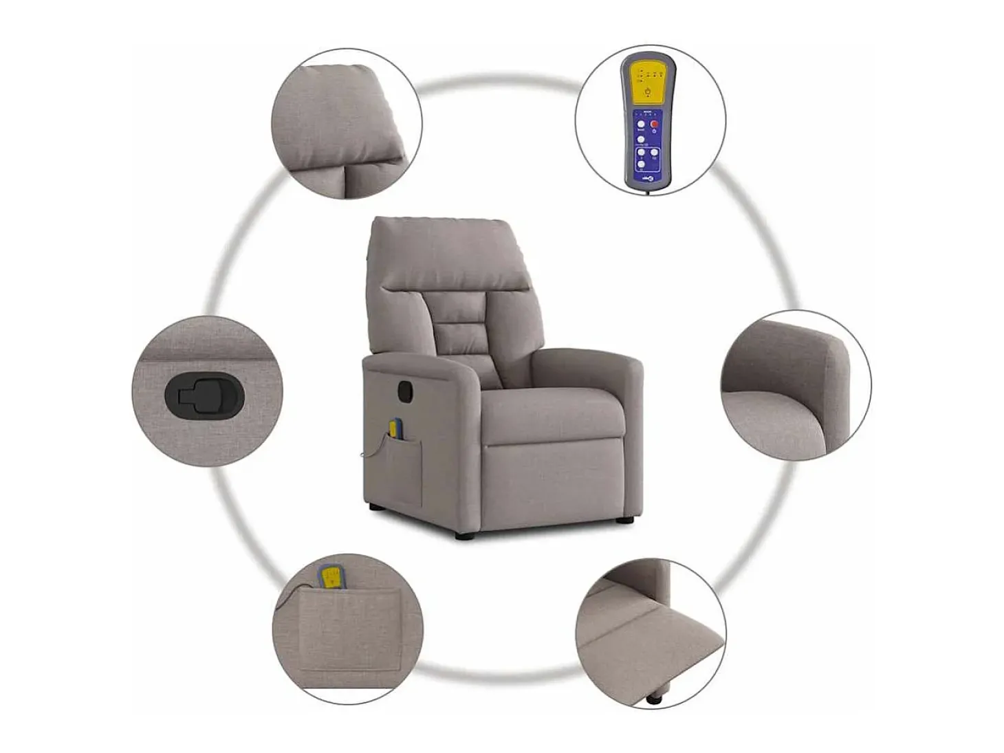 Poltrona de massagens reclinável tecido cinzento-acastanhado SHL883352