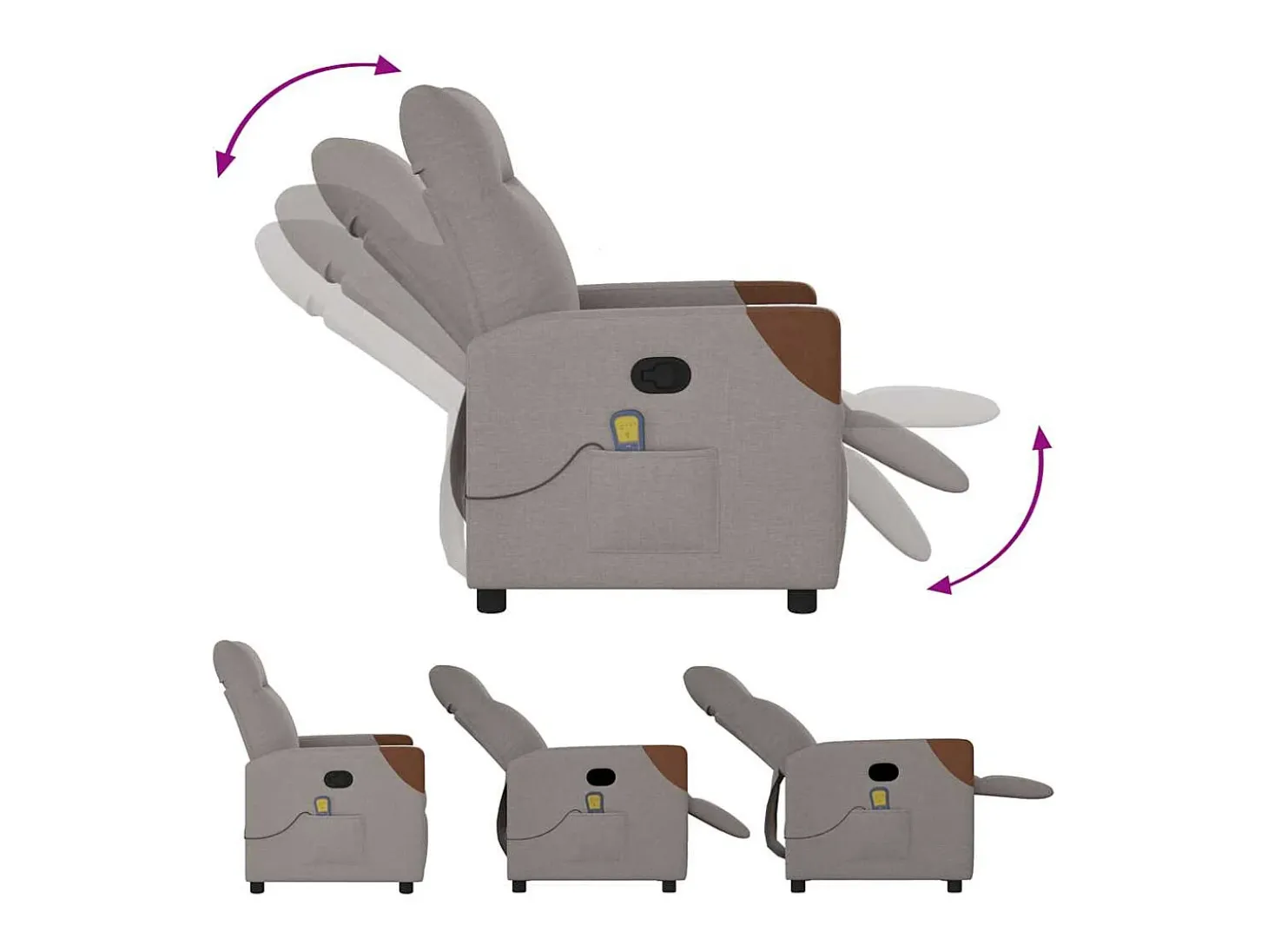 Poltrona de massagens reclinável tecido cinzento-acastanhado SHL773796