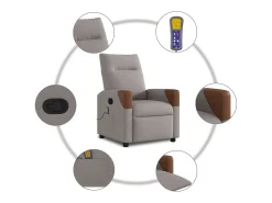 Poltrona de massagens reclinável tecido cinzento-acastanhado SHL773796