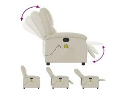 Poltrona de massagens reclinável couro artificial cor creme SHL886685
