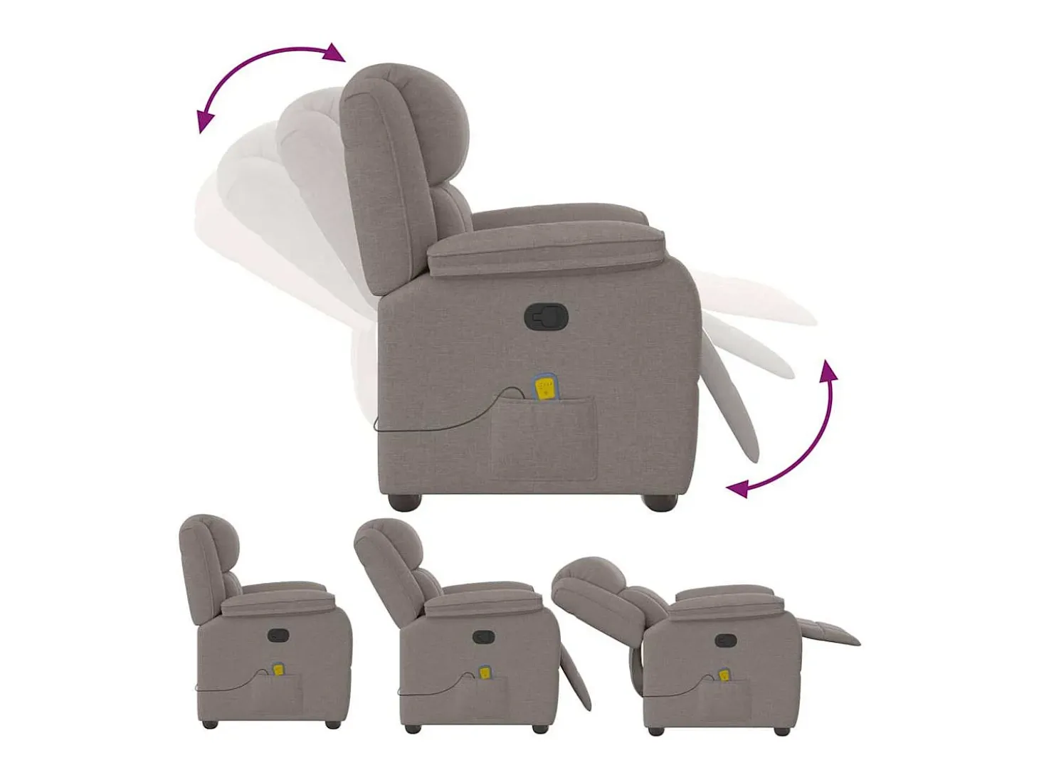 Poltrona de massagens reclinável tecido cinzento-acastanhado SHL459951