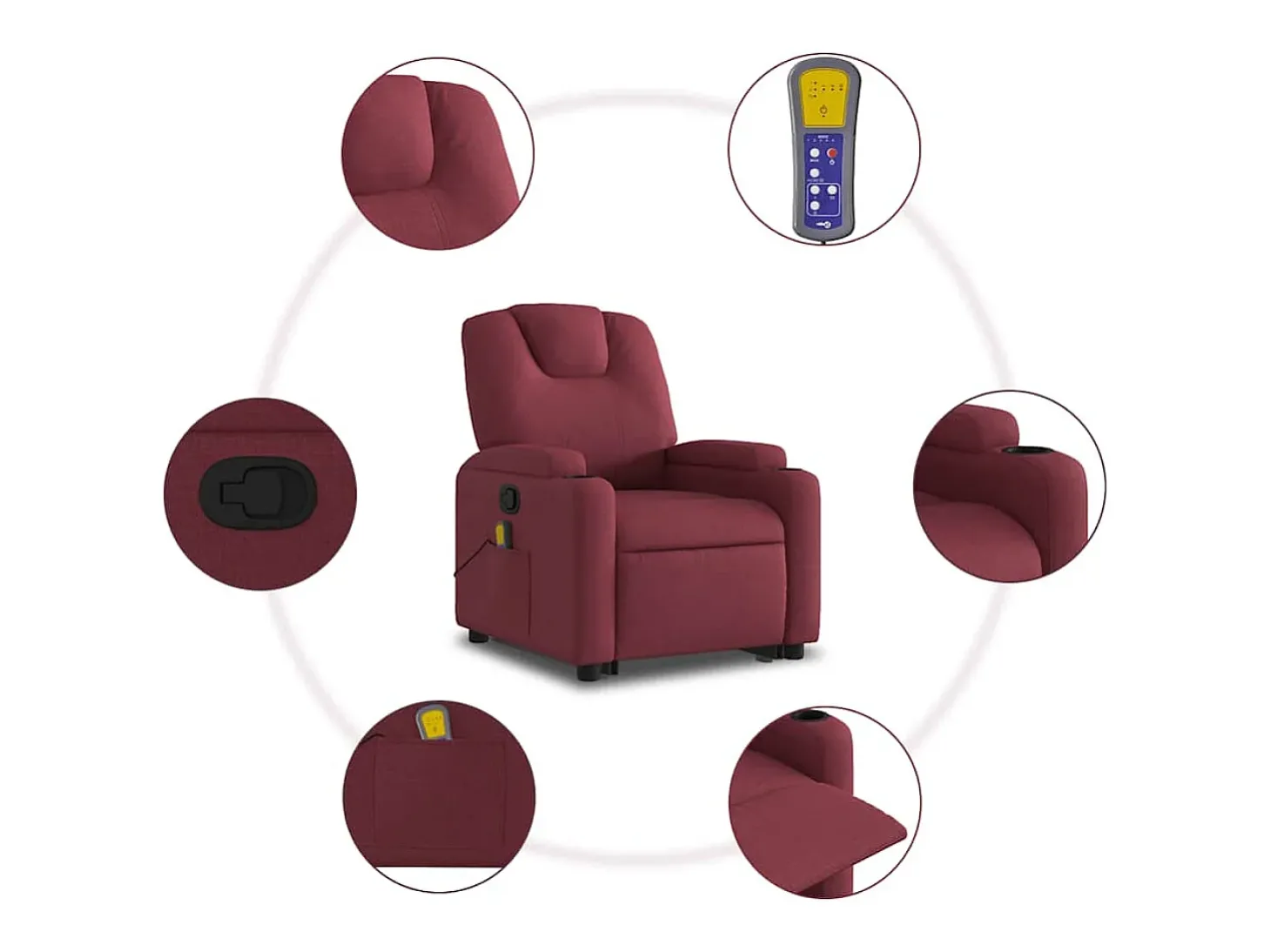 Poltrona de massagens reclin. elevatória tecido vermelho tinto SHL54335