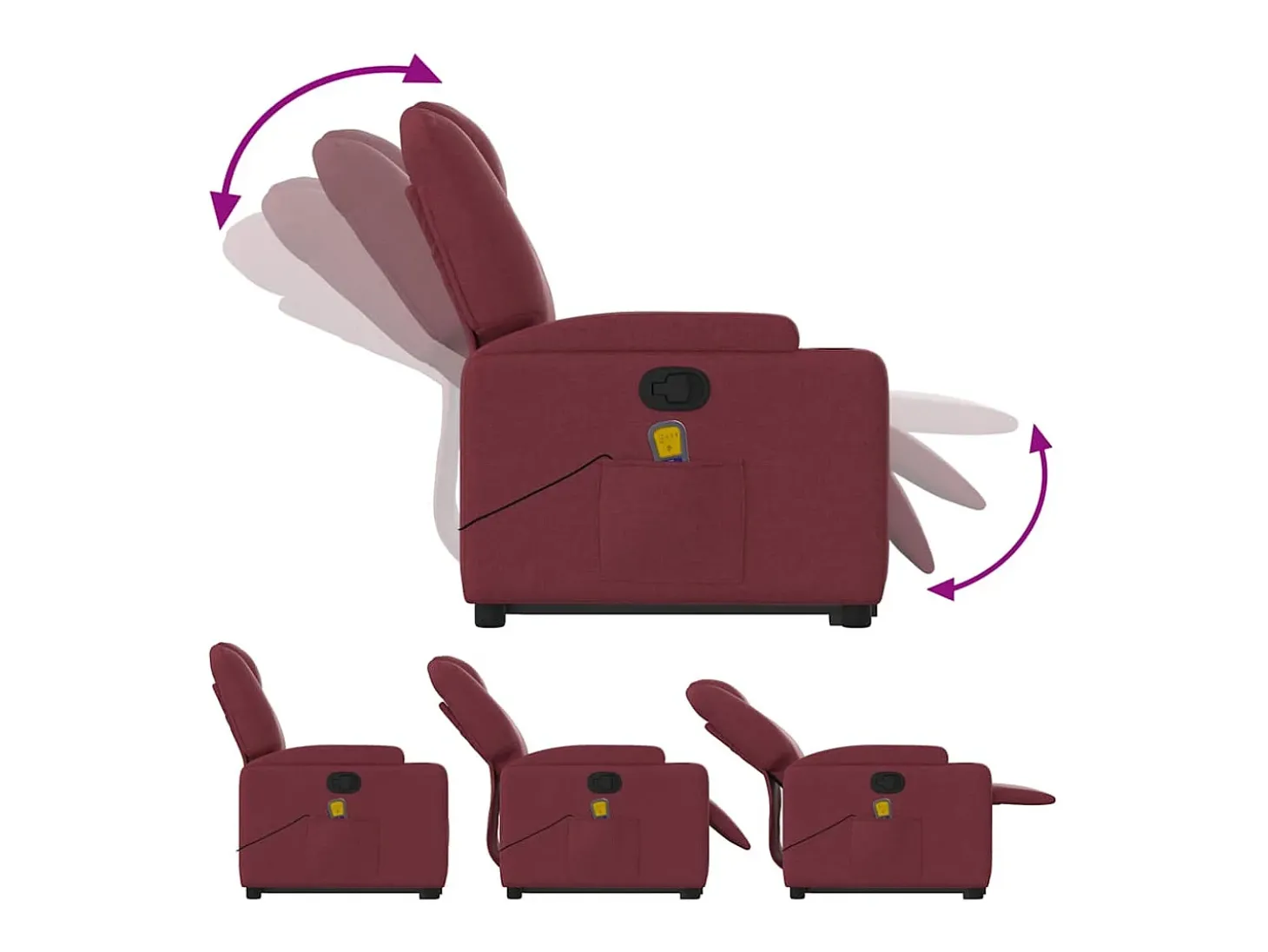 Poltrona de massagens reclin. elevatória tecido vermelho tinto SHL54335