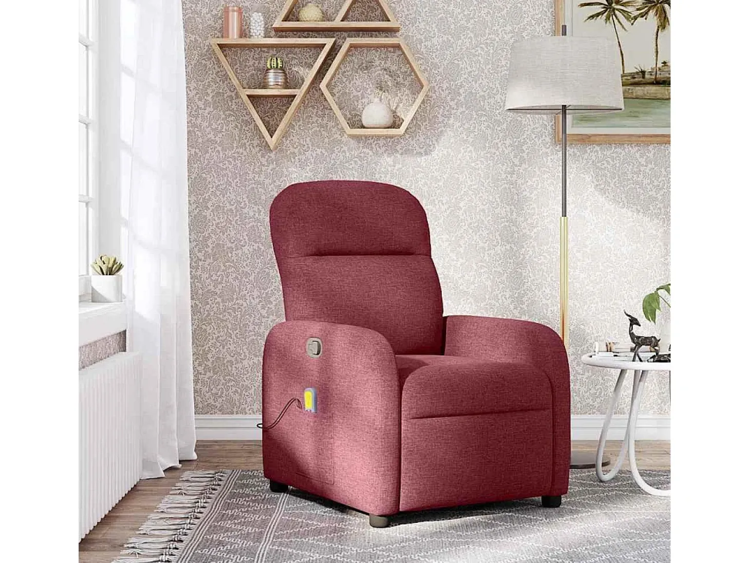 Poltrona de massagens reclinável tecido vermelho tinto SHL39008