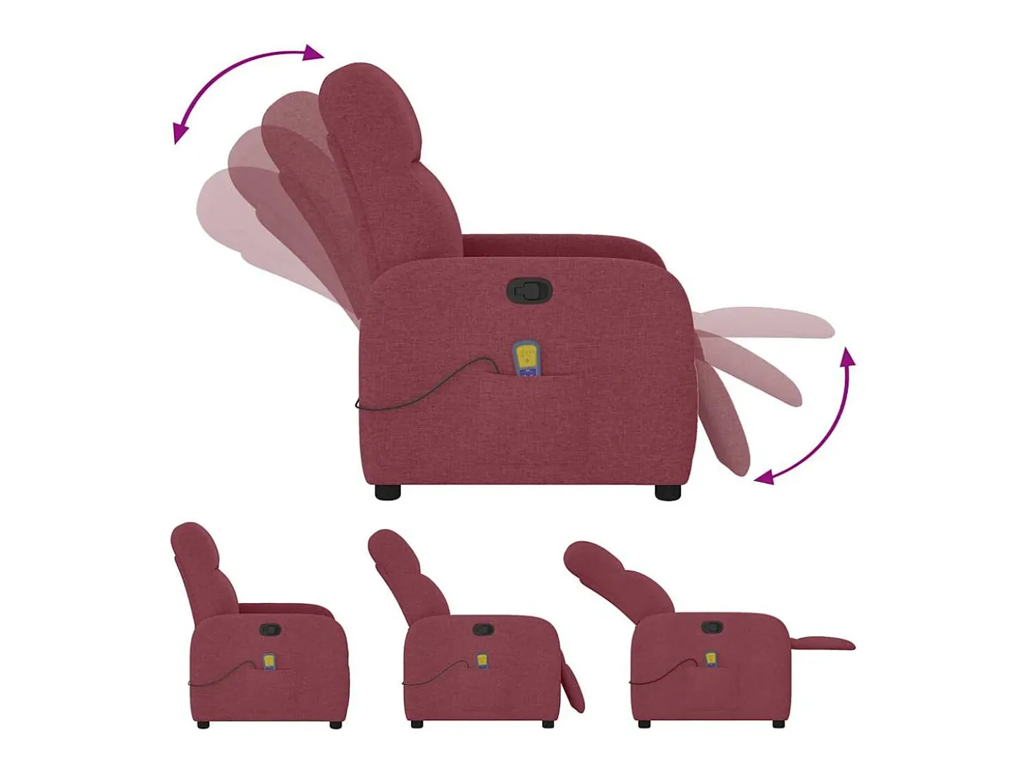 Poltrona de massagens reclinável tecido vermelho tinto SHL39008