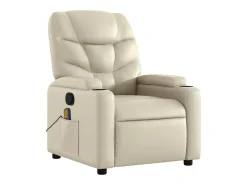 Poltrona de massagens reclinável couro artificial cor creme SHL30987