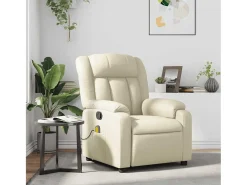 Poltrona de massagens reclinável couro artificial cor creme SHL710984