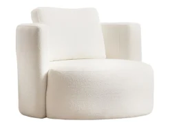 Poltrona de pelúcia creme em madeira de faia - Confortável e moderna