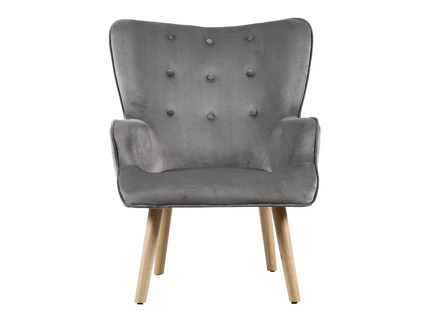 Poltrona de veludo estilo escandinavo "Odense" - 73 x 81 x 92,5 cm - 1 lugar - Cinza
