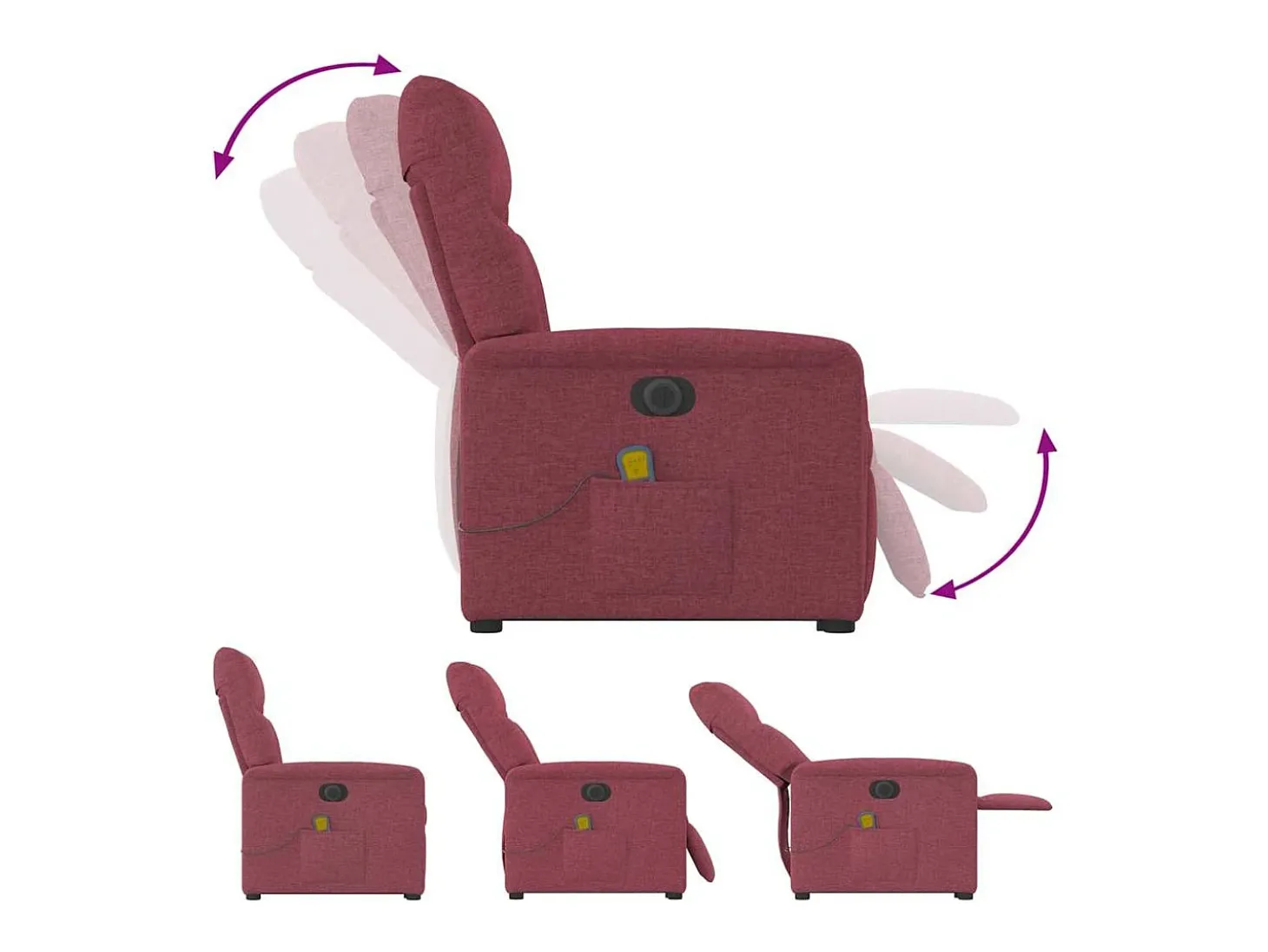 Poltrona elevatória de massagens elétrica tecido vermelho tinto SHL697197
