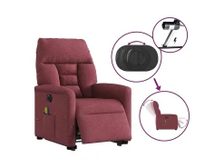 Poltrona elevatória de massagens elétrica tecido vermelho tinto SHL697197