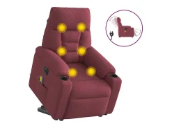 Poltrona elevatória de massagens elétrica tecido vermelho tinto SHL697197