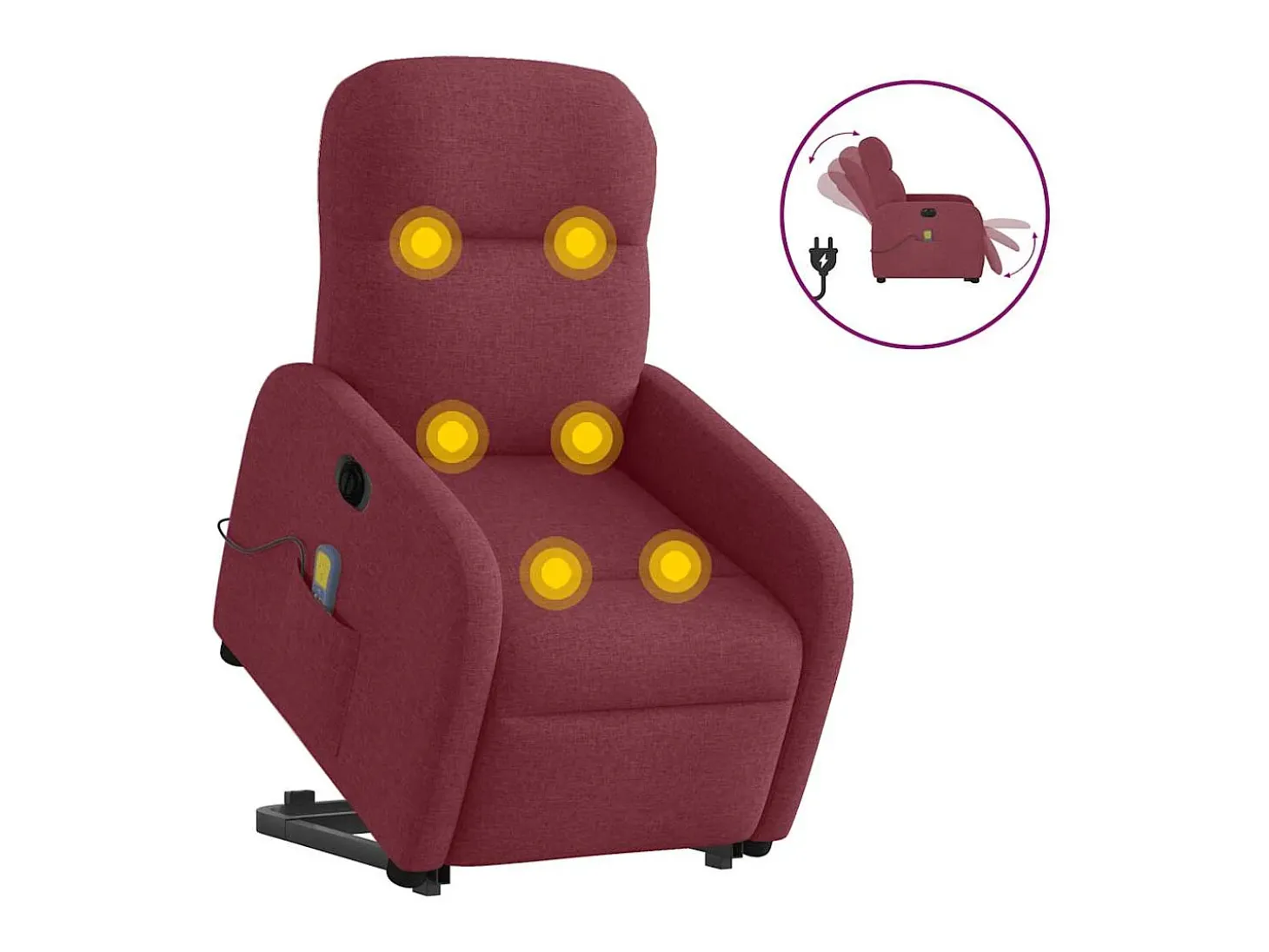 Poltrona elevatória de massagens elétrica tecido vermelho tinto SHL31113