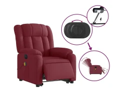 Poltrona elevatória de massagens elétrica tecido vermelho tinto