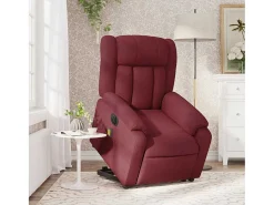 Poltrona elevatória de massagens elétrica tecido vermelho tinto