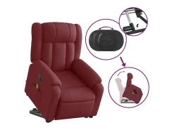 Poltrona elevatória de massagens elétrica tecido vermelho tinto