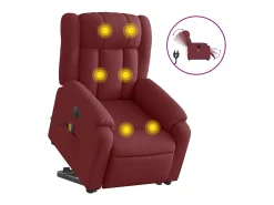 Poltrona elevatória de massagens elétrica tecido vermelho tinto