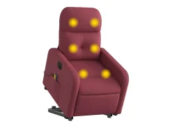 Poltrona elevatória de massagens elétrica tecido vermelho tinto SHL734471