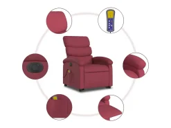 Poltrona elevatória de massagens elétrica tecido vermelho tinto SHL159505