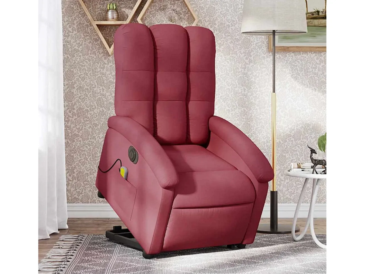 Poltrona elevatória de massagens elétrica tecido vermelho tinto SHL390838