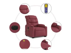 Poltrona elevatória de massagens elétrica tecido vermelho tinto SHL186268
