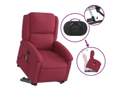 Poltrona elevatória de massagens veludo vermelho tinto SHL964402