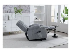 Poltrona elétrica com massagem e aquecimento - Com apoio para os pés e 2 bolsos laterais - Tecido cinza claro