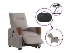 Poltrona elétrica elevatória massagens tecido cinza-acastanhado SHL33117