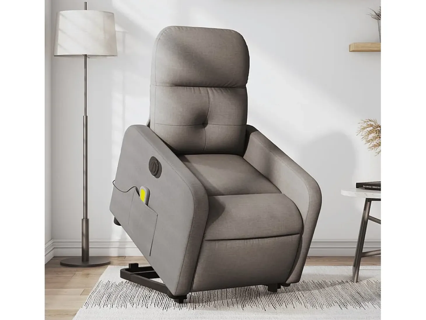 Poltrona elétrica elevatória massagens tecido cinza-acastanhado SHL706332