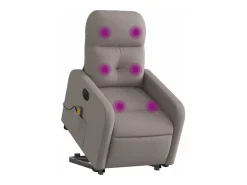 Poltrona elétrica elevatória massagens tecido cinza-acastanhado SHL706332