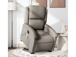 Poltrona elétrica elevatória massagens tecido cinza-acastanhado SHL670479