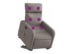 Poltrona elétrica elevatória massagens tecido cinza-acastanhado SHL351508