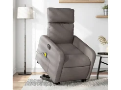 Poltrona elétrica elevatória massagens tecido cinza-acastanhado SHL351508