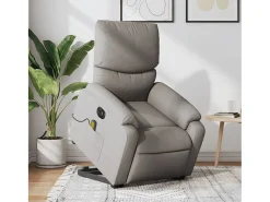 Poltrona elétrica elevatória massagens tecido cinza-acastanhado SHL694904