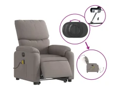 Poltrona elétrica elevatória massagens tecido cinza-acastanhado SHL694904