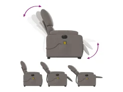 Poltrona elétrica elevatória massagens tecido cinza-acastanhado SHL694904