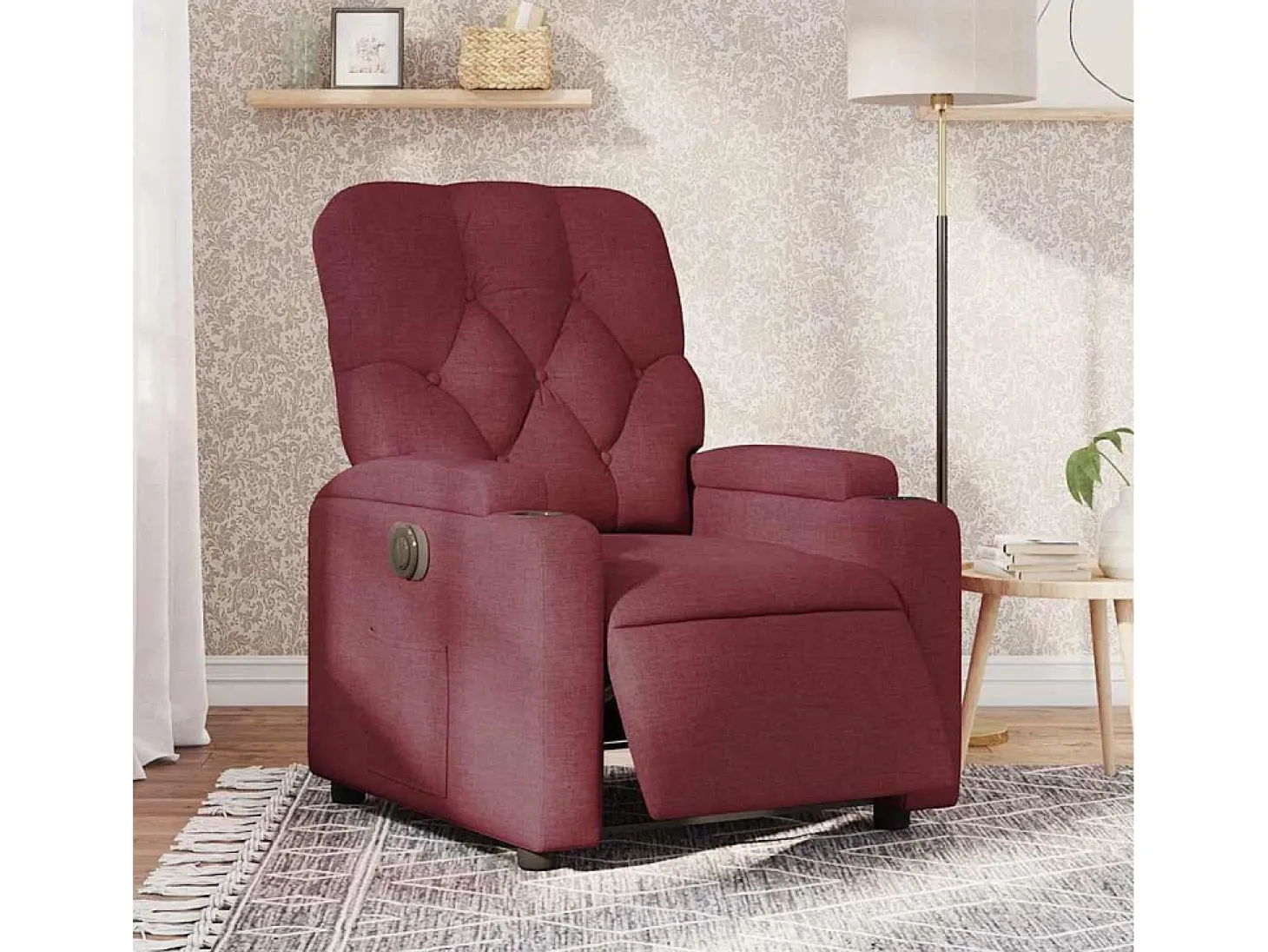 Poltrona elétrica reclinável tecido vermelho tinto SHL408710