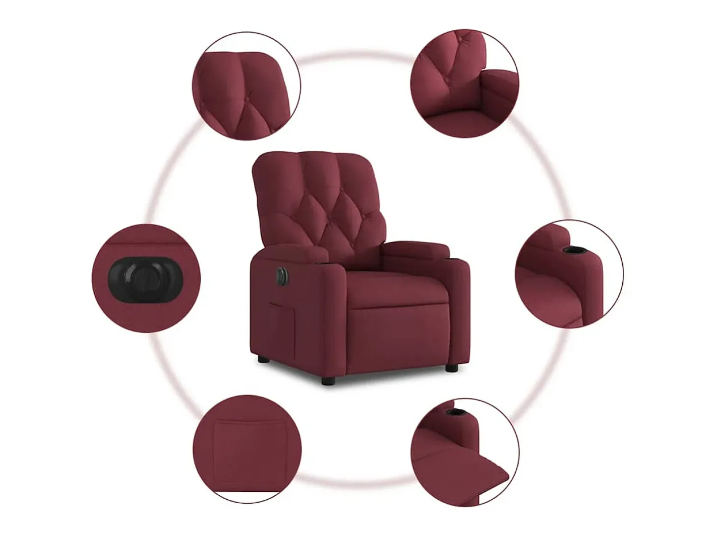 Poltrona elétrica reclinável tecido vermelho tinto SHL408710
